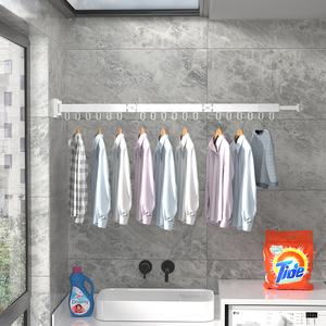 Folding Nối Dài Quần Áo Móc Áo Tường Gắn Kết Có Thể Thu Vải Khô Trong Nhà Giá Nhôm Home Giặt Phơi Quần Áo - Product Image 5