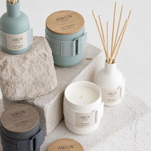 AIKUN Premium Glass <b>Reed</b> <b>Diffuser</b> Soy Wax Candle Private Label Manufacturer Aromatherapy Gift Set <b>for</b> Promotional Gifts - Product Image 3