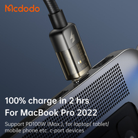 Mcdodo-USB-C de apagado automático para ordenador portátil, Cable transparente de tipo USB-C con Chip e-mark de 1,2 M/1,8 M para mesa y teléfono móvil