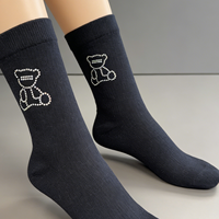 Chaussettes en coton pour femmes, à motif ours mignon, ornées de strass et de cristaux, scintillantes pour les fêtes