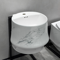 WC mural de luxe avec lavabo intégré, en céramique monobloc haute température, design marbre, ensemble de toilettes murales