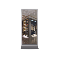 Lecteur d'annonces à miroir magique interactif pleine luminosité Kiosque à écran tactile multi-pieds au sol Centre d'expérience des vêtements