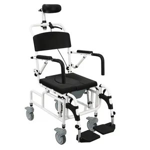 Mason Multi-function Folding Aluminum Commode Wheelchair Black Transport 68 X 58 X 38 Cm 96 X 53.5 Customized Logo Accept 100PCS