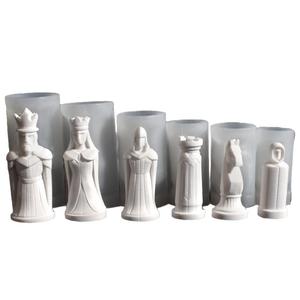 M54209 Copyright Version Nouvelle <span class=keywords><strong>Bougie</strong></span> D'échecs Jeu D'échecs Pièces D'échecs Roi Reine Cheval Gypse <span class=keywords><strong>Bougie</strong></span> Moule En Silicone - Product Image 5