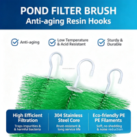 Industrieller Teichreinigungsfilter mit Polypropylen/Nylon/PET-Borsten und Edelstahlgriff, OEM/ODM anpassbar für Wasser