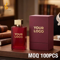 Parfum de luxe à étiquette privée LF, logo personnalisé, parfum rouge rubis, bouteille rouge, senteur safran, parfum haut de gamme pour cadeau de la Saint-Valentin