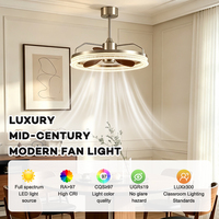 Ventilateur de plafond LED moderne de luxe à profil bas, moteur DC, 6 vitesses, télécommande à intensité variable pour chambre, salon, bureau