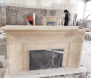 现代室内装饰独立式壁炉环绕精炼石材用品天然米色石灰石欧式设计风格 - Product Image 4