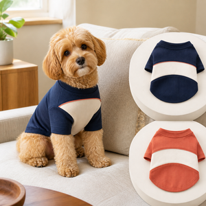 T-shirt en coton pour chien, couleur unie, design simple, style décontracté confortable pour chiens, toutes saisons, lavable en machine - Product Image 1