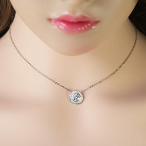 Custom GRA 925 Sterling Silver Round Brilliant Cut Luxury Moissanite <b>D</b> Color VVS Link Chain <b>Necklace</b> Pendant for Women - Product Image 3