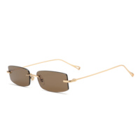 Lunettes de soleil rectangulaires ultra-fines sans monture en métal, style Y2K vintage, nylon, UV400, électro-plaqué IP, pour hommes et femmes