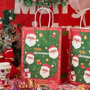 Bolsas de Papel Kraft Navideñas Personalizadas para Cafeterías, Tiendas de Bebidas, Entrega de Alimentos, Restaurantes, Laminación de Papel Blanco, Logotipos Impresos - Product Image 3
