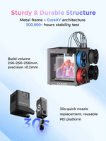 Stampante 3D Flashforge Creator 5 Open Frame, 4 Testine di Stampa, Multicolore, Multimateriale, 500% Più Veloce, Stampante FDM Senza Rifiuti e Senza Purge