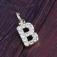 Pendentif tendance en lettre initiale plaqué or avec zircon cubique, collier alphabet, accessoire de bijouterie pour femmes et filles, DIY