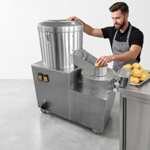 Commercial Rotary Batch Potato <strong>Peeler</strong> 304 Stainless Steel Water Spray Mobile Wheels Low Damage Root <strong>Veg</strong> <strong>Peeler</strong> Hotel Canteen - Product Image 3