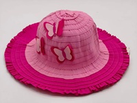 Chapeau Bob Plissé à Large Bord en Polyester Personnalisé pour Enfants, Motif Papillon, Protection UV pour la Plage et l'Extérieur - Vente en Gros