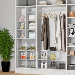 Cajas de Zapatos Plegables Ecológicas de Plástico, Marca <span class=keywords><strong>Bapesta</strong></span>, Rectangulares, Moldeadas por Inyección, de Polipropileno, Diseño Blanco Liso, para el Hogar - Product Image 1