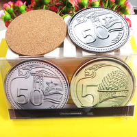 Sous-verres ronds en MDF et liège, style pièce de monnaie, design contemporain écologique, sublimation, vente chaude, cadeaux de marque Giftway