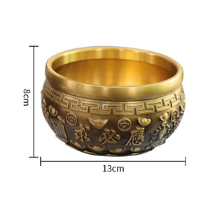 Maison de luxe Fengshui produits en cuivre maison métal laiton doré richesse trésor bol ornements - Product Image 2