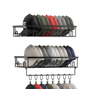 Wall Mounted Double Layer Hat <b>Rack</b> 39cm x 18.8cm Punch Free <b>Storage</b> Organizer <b>For</b> Hats And Accessories - Product Image 3