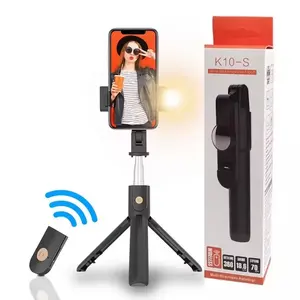 K10S Mobile Phone Bluetooth Selfie Stick Wireless Remote Control Beauty Selfie Stick With Light Handheld Desktop Live Tripod