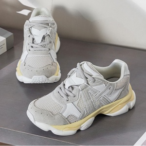 2026 New Women Retro Chunky Sneakers Suede Breathable Mesh Upper Lace‑up Cream <b>Beige</b> <b>Cushioned</b> Sole Casual Sport Walking Shoes - Product Image 2