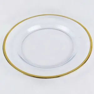 silver gold beaded clear glass best sale glass plate for wedding and household