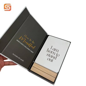 Ensemble de cartes inspirantes cartes d'encouragement de <span class=keywords><strong>mots</strong></span> quotidiens pour l'amour de soi et la pleine conscience 60 cartes d'affirmation avec support en bois - Product Image 1