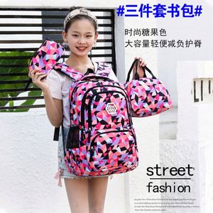 Flying Cross-border Three-piece Genuine Leather Camo School Bag Set for Primary Junior High School Girls Cycling Backpack 50-70L - Product Image 5