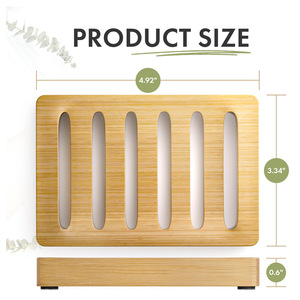 Porte-savon en bambou rectangulaire, design minimaliste, auto-drainant, rangement pour salle de bain - Product Image 5