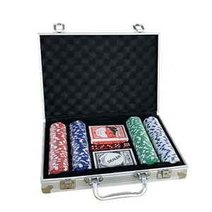 Casino Games 200 pieces Custom EPT Ceramic Clay Poker Chips Set with Aluminum Case