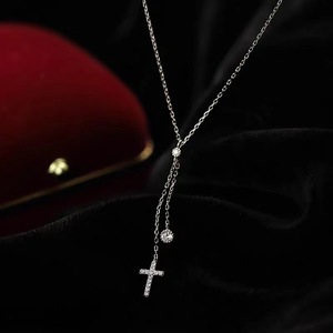 Rainbowking S925 Collier Femme en Argent Sterling Délicat Croix Tassel Clavicule Chaîne Niche Design Pendentif Ins Style <span class=keywords><strong>Rainb</strong></span> - Product Image 4