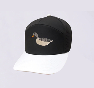 Black 6-Panel Snapback <b>Cap</b> With Embroidered Duck Logo Front Panel Unisex Mesh Casual Hat Adjustable Breathable Waterproof - Product Image 3