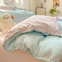 Ensemble de draps de lit Layce en polyester 400TC, imprimés de luxe, couleur unie rose, patchwork floral classique, écologiques, pour chambre à coucher et hôtel