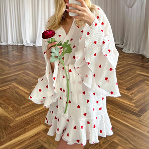 QINSI Pigiama a Doppio Strato in Crepe per Donna, Vestaglia in Garza di <span class=keywords><strong>Cotone</strong></span>, Abbigliamento <span class=keywords><strong>da</strong></span> <span class=keywords><strong>Notte</strong></span> a Maniche Lunghe, <span class=keywords><strong>Camicia</strong></span> <span class=keywords><strong>da</strong></span> <span class=keywords><strong>Notte</strong></span> Femminile - Product Image 2