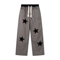 Pantalon de survêtement à carreaux personnalisé pour homme, style Y2K, avec applique étoile, coupe large, streetwear décontracté