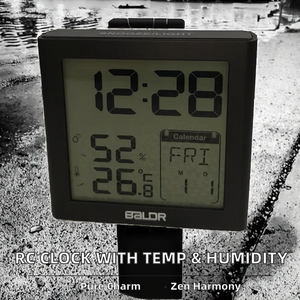 Giải phóng mặt bằng bán baldr vuông kỹ thuật số bàn Đồng hồ nhiệt độ trong nhà và độ ẩm lịch thiết kế hiện đại với Pin hoạt động - Product Image 2
