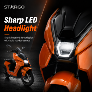 มอเตอร์ไซค์ไฟฟ้า 72v 32ah 1200w รุ่น Street Motorcycle Shark Style E Scooter ความเร็ว 60 กม./ชม. ดีไซน์หน้าจอ LCD พร้อมใบรับรอง EEC และ COC รุ่น Urban Shark ประสิทธิภาพสูง 1200w - Product Image 5