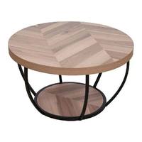 Table basse ronde en bois industrielle à 2 niveaux, meubles pour la maison