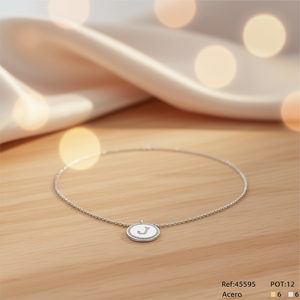 Collana con Ciondolo Lettera J Angelina, Placcata in Oro, Catena a Serpente in Acciaio Inossidabile, Stile Classico, Gioiello Unisex da Regalo - Product Image 4