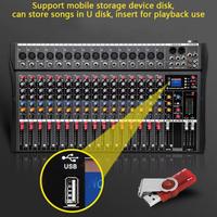 Console de mixage audio professionnelle 16 canaux avec carte son, USB, Bluetooth, système sonore pour scène, studio et DJ