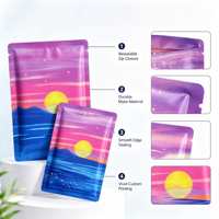 Sachets en aluminium Mylar à scellage thermique plat à trois côtés, motif ciel et océan aquarelle rêveuse, pour emballage de bijoux, cadeaux et échantillons