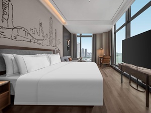 Juego de dormitorio de hotel moderno de madera maciza Flex Habitar para uso comercial en hoteles y apartamentos - Product Image 4