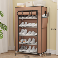 Meuble à chaussures moderne à 6 niveaux, anti-poussière, multifonctionnel, avec housse non tissée, facile à assembler, pour l'entrée