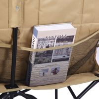 Fauteuil double pliant d'extérieur personnalisé en acier inoxydable, style moderne, pour couple, canapé de jardin portable, dossier pour camping et pique-nique, couleur kaki