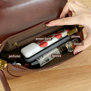 Elegante Bolso de Hombro de PU Encerado <span class=keywords><strong>con</strong></span> Bolsillo Interior <span class=keywords><strong>con</strong></span> Cremallera, Bolso Bandolera para Salidas Casuales Vintage de Mujeres <span class=keywords><strong>Jóvenes</strong></span> - Product Image 3