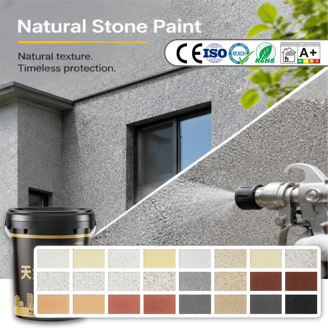Overseas Factory Real Stone Texture Wall Paint with Strong Bonding for Seaside Villa Exterior Renovation