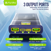 BAVIN prix de gros Logo personnalisé Portable Powerbank PD 22.5W charge rapide 10000mah batterie externe avec indicateur LED PC002