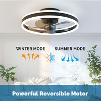 Ventilateur de plafond LED élégant de 19,7 pouces avec 6 vitesses, télécommande intelligente, variateur d'intensité, pour la maison, la chambre à coucher, l'hôtel