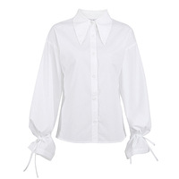 Bettergirl-ropa de moda transpirable para mujer, blusa blanca de oficina, Tops de manga larga con plumas, 2022